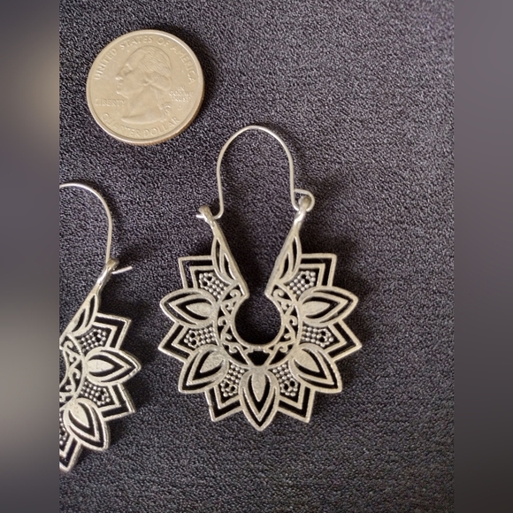 Silver Mandala Earrings - Picture 2 of 8